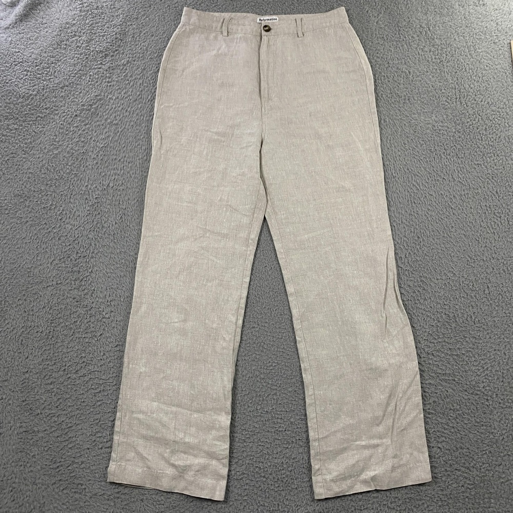 Reformation Pants Womens 8‎ 100% Linen Straight Leg Lightweight Summer Resort
